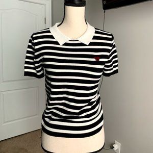 stripped school girl collared shirt